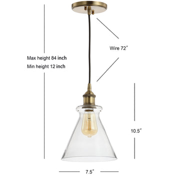 Goldwater 7.5" Adjustable Drop Metal/Glass LED Pendant - JONATHAN Y